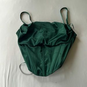 Urban Outfitters Deep Green Satin Corset Top